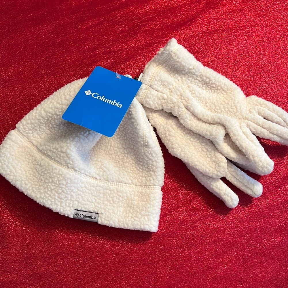 *COLUMBIA*BOULDER SPRINGS FLEECE HAT & GLOVE SET DISE YOUTH SMALL